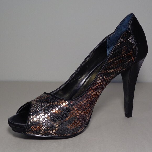 Style & Co. Size 8 M / NAVEAH / Black / Sequin / Satin Heels New Women's Shoes - Picture 8 of 16